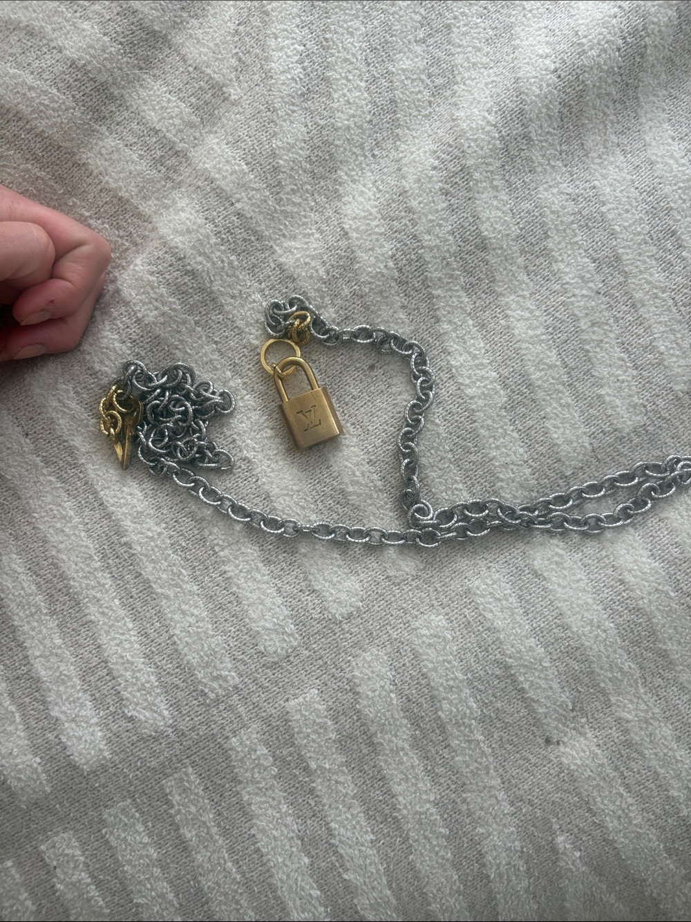 Louis Vuitton Two-Tone Padlock Necklace in Gold and Silver